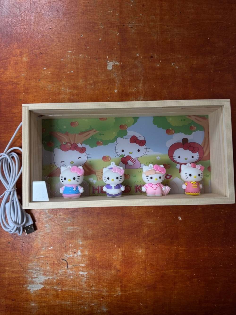 Hello Kitty Wooden Light-Up Display with Switch – Plug-in, Kids Room Decor